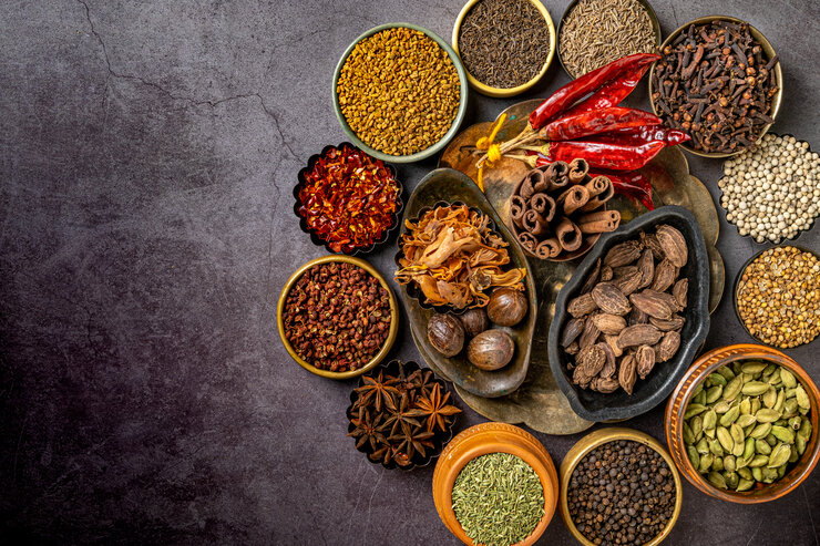 top view various indian spices seasonings table 1